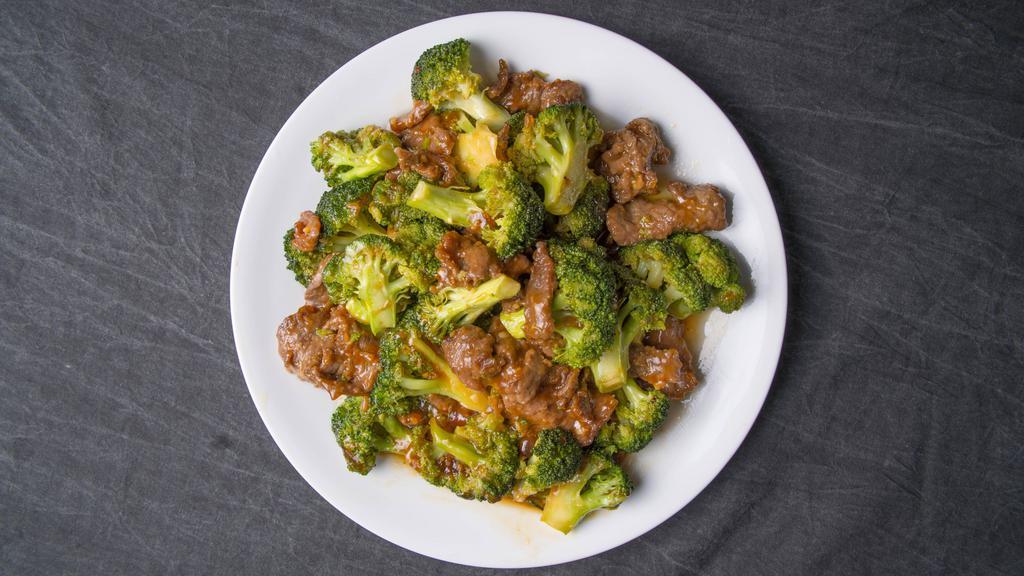 Beef With Broccoli · Served with steamed rice.