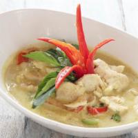 Green Curry Lunch Special · String beans, eggplant, bamboo shoots, bell pepper and basil leaves with coconut milk. Glute...
