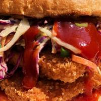 The Georgina Sandwich · Our house made fried tofu chik'n, tricolor slaw made with carrots, cabbage and scallions plu...
