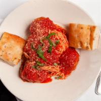 Kid'S Spaghetti & Meatball · Spaghetti with marinara sauce and meatballs.