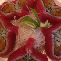 Sushi Party Tray B · Maki; california roll, spicy tuna roll, eel avocado roll, boston roll, alaska roll, crunch r...
