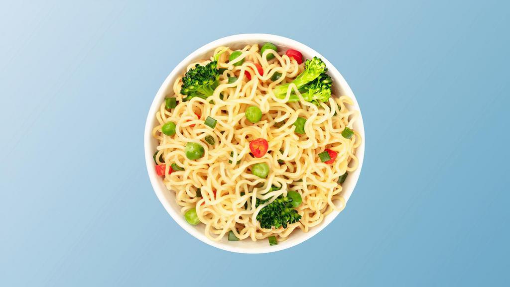 Vegetable Noodle Noods · Noodles stir-fried with fresh seasoned mixed vegetables and Indo-Chinese sauces.