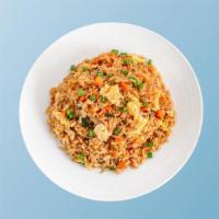 Egg Fried Rice Yang Chow · Long grain aromatic rice wok tossed with fried egg, fresh seasonal mixed vegetables, and Ind...