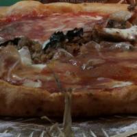 Gf Macellaio · tomato sauce, fresh mozzarella, sausage, porchetta, Crespone salami, prosciutto di Parma, ba...