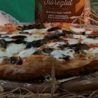 Gf Vesuvio · Inside: fresh ricotta, fresh mozzarella, salami. On Top: tomato sauce, roasted Italian pork,...