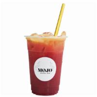 Passion Fruit Iced Tea · Passion Fruit Tea topped with Passion Fruit Juice.