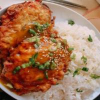 Roast Pork Egg Foo Young · Omelette with mild sweet meat that has been roasted.