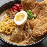 Miso Curry Chicken Katsu Ramen Special · Rich curry-flavored miso soup base. Topped with 3 pieces crispy chicken cutlet, ground pork,...