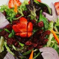 Berry Salad · Mixed Greens, Fresh Strawberries, Dried Cranberries, Red Onion, tossed in Balsamic Vinaigret...
