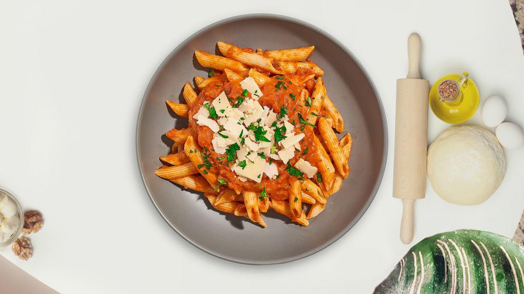 Vodka Viper · Gluten- free penne pasta served with a smooth creamy tomato sauce.