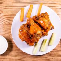 Buffalo Wings (6) · With bleu cheese and celery.