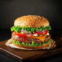 Beef Burger · Delicious ground beef patty with lettuce, tomatoes, onions, and jalapeños.