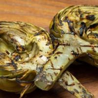 Grilled Artichokes · Whole grilled artichoke served with lemon aioli.