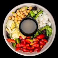 Mediterranean Salad · Field Green Mix • Feta Cheese • Chick Peas • Tomato • Bell Pepper • Artichoke Heart • Lemon ...