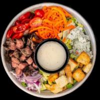 Steakhouse Salad · Romaine Mix • Tri-Tip Steak • Crumbled Bleu Cheese • Red Onion • Tomato • Carrots • Croutons...
