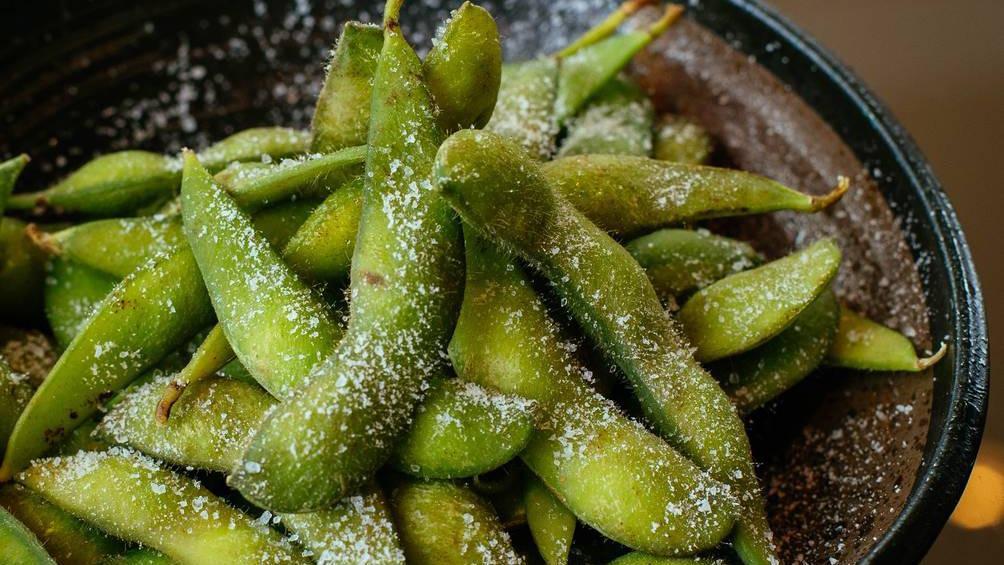 Grilled Edamame · Lightly salted soybeans.