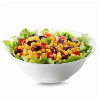 Mixed Bean Salad · Fresh Salad made with black and red beans, peppers, onion, tomato, corn, parsley, and arugula.