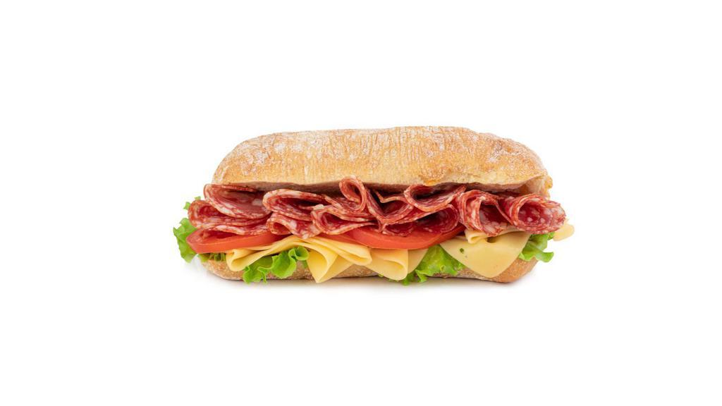 Italian Sub · Yummy ham, salami, provolone cheese, lettuce, tomato, oil & vinegar.