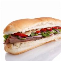 Philly Steak Sub · Delicious beefsteak, onion, peppers, mushroom, cheese & mayo.