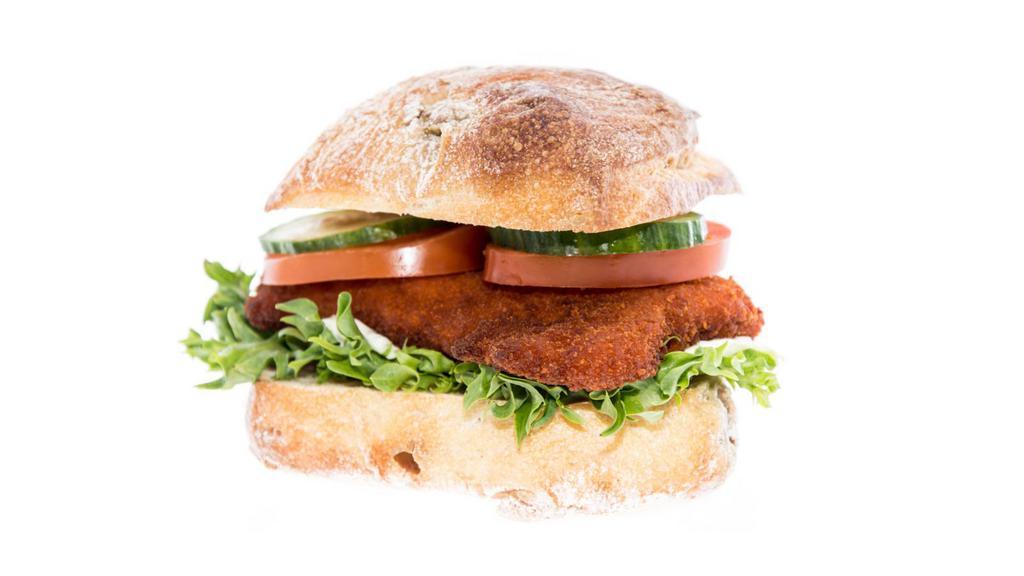 Chicken Cutlet Sub · Spicy cutlet or plain chicken, provolone cheese, lettuce, tomato & mayo.