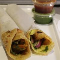 Cilantro Chicken Kati Roll · Chicken thigh, marinated with Cilantro and spices, and grilled .