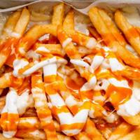 Buffalo Ranch Fries · Hand Cut Fries served with ranch and original hot sauce.