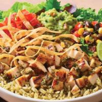 Southwest Chicken Bowl · Grilled chipotle lime chicken on mixed greens and cilantro rice with house-made pico de  gal...