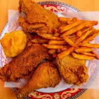 Cajun Chicken Tenders · Served with cajun style fries and choice of Honey mustard or BBQ sauce.