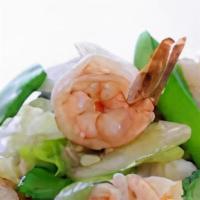 Shrimp With Mixed Vegetables Combination Platter · Served with egg roll and pork fried rice.