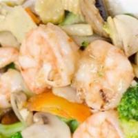 Shrimp With Mixed Vegetables · Large. served with white rice.