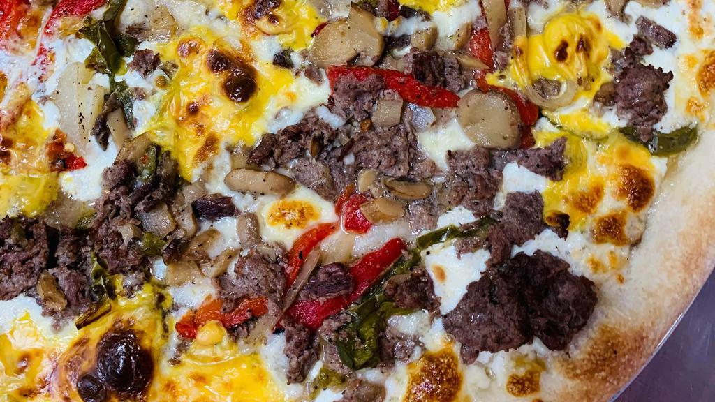 Philly Cheesesteak Pizza · 