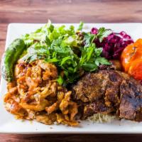 Mix Lamb & Chicken Gyro · Served with rice and salad.