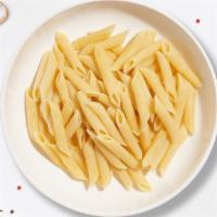Byo Penne · Fresh penne pasta cooked with your choice of sauce, veggies, and meats and topped with black...