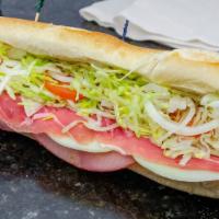 Cold Italian Sandwich · Capicola, ham, prosciutto, salami and provolone cheese. Served with lettuce, tomato, onion, ...