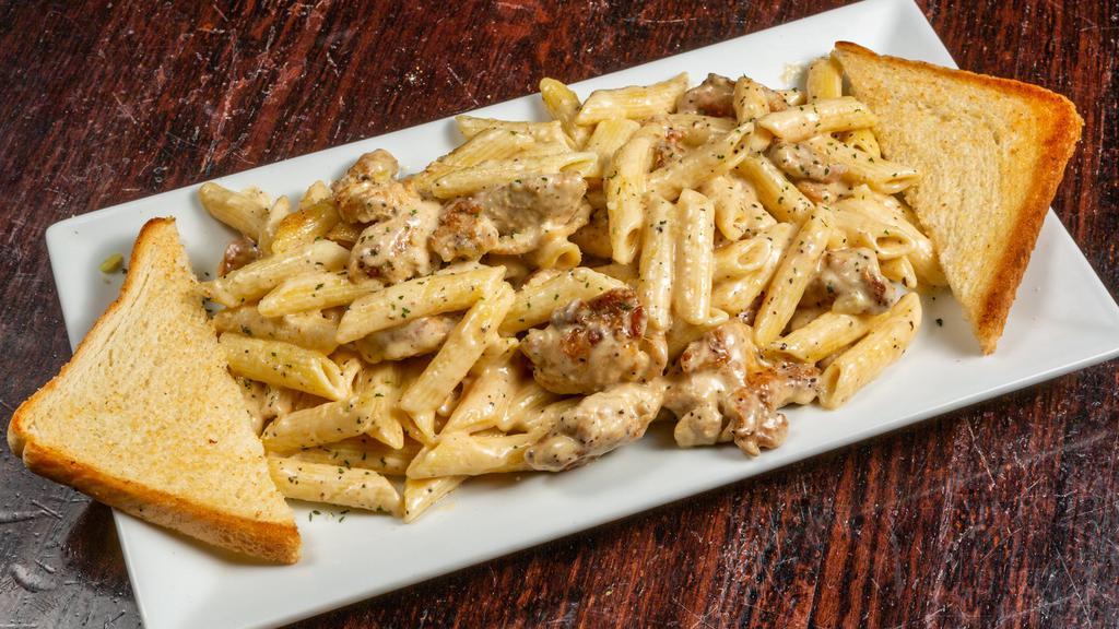 Penne Or Fettuccine Alfredo · With chicken for an additional price.
