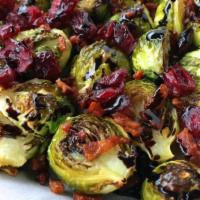 Soy Ginger Brussels Sprouts Side · Homemade honey ginger soy sauce drizzle.