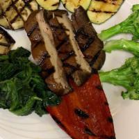 [Gf, V, Vn] Grilled Vegetable Plate · Grilled zucchini, eggplant, mushrooms, seasonal items