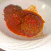 Two Large Meatballs · Homemade recipe: ground beef, chopped onions, garlic, parsley, breadcrumbs, egg, cream, salt...