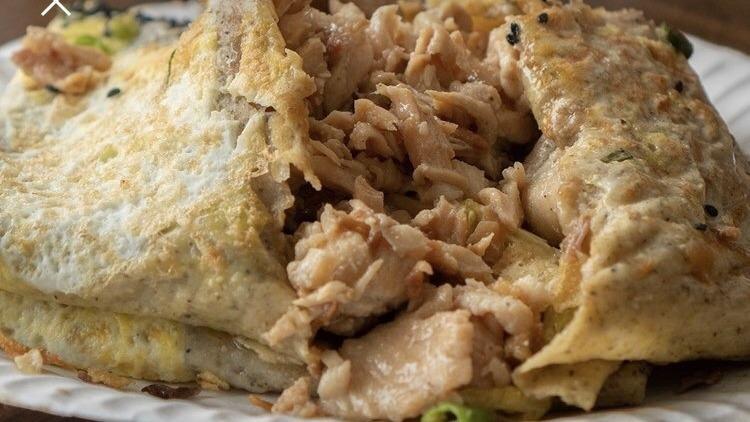 Chicken Bing 鸡饼 · Bing filled with precooked  Chinese style shredded chicken breast.