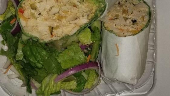 Caesar Wrap · Grilled chicken, Caesar dressing, croutons and Parmesan cheese.