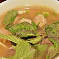Pho · Traditional Vietnamese noodle soup that is made from simmering beef bones, flank steak, char...