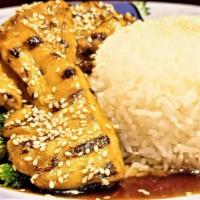 Teriyaki Sauce · Your choice of chicken, tofu - shrimp, calamari. Homemade teriyaki sauce prepared with your ...