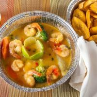 Sopa De Camarones · Shrimp soup.