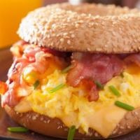 Bacon, Egg & Cheese Sandwich · Delicious Breakfast sandwich containing Bacon, melted cheese and customer's preference of co...