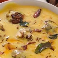 Kadhi · One pound. A spicy soup consisting of yogurt and chickpea flour.