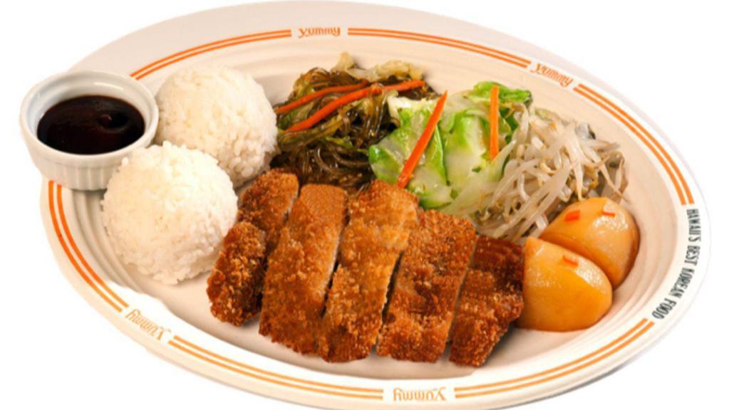 Chicken Katsu Plate · Deep fried chicken thigh breaded with panko.