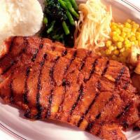 Spicy Bbq Pork Plate · Charbroiled in our special sauce. Served with two scoops of rice.