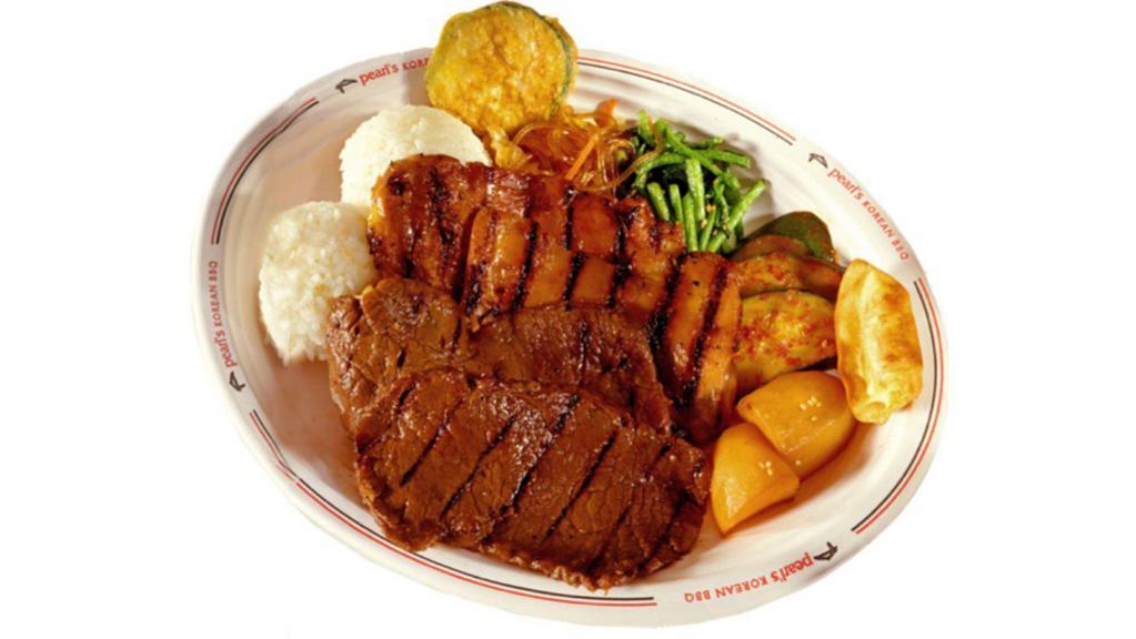 Bbq Beef &  Bbq Chicken Plate · It comes with BBQ Beef and BBQ Chicken. Served with two scoops of rice.