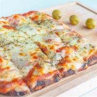 Sicilian Pizza Pie · Classic square pizza with fresh herbs, light tomato sauce, olive oil, and fresh Mozzarella c...