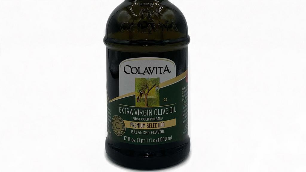 Colavita Evoo 34 Oz · The quintessential everyday oil! Colavita premium selection extra virgin olive oil is a well balanced oil. Fruity and spicy flavors make great accompaniments to your cooking with a smooth texture throughout. This is EVOO is cold pressed using olives grown and harvested exclusively from the finest olive groves in Europe.